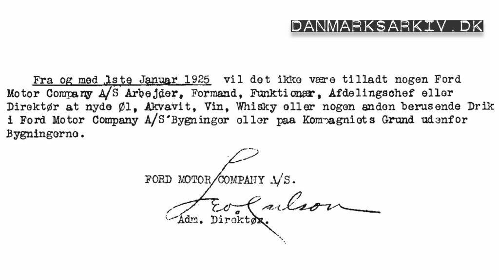 Ford forbyder nydelse af alkohol på kompagniets grund - December 1924