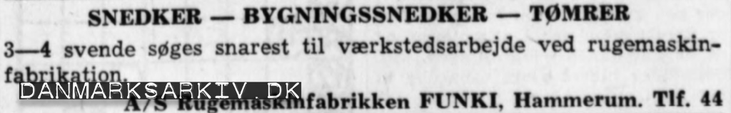 Rugemaskinfabrikken FUNKI søger medarbejdere - 1960