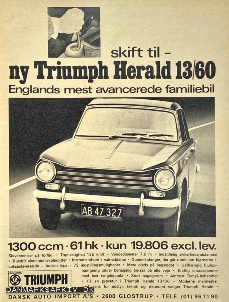Skift til ny Triumph Herald 13/60 Englands mest avancerede familiebil