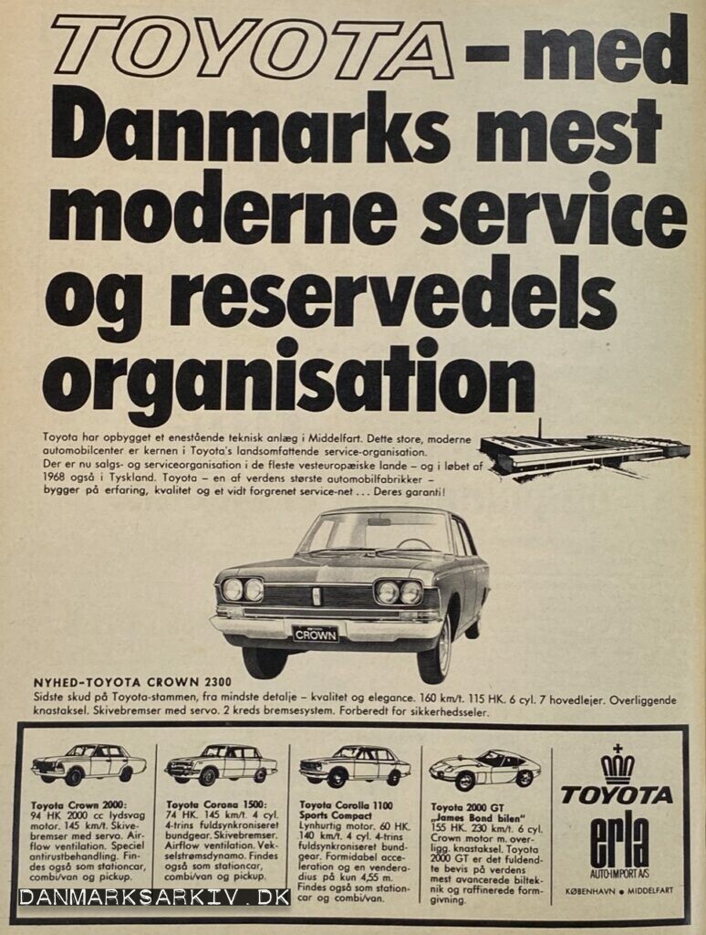 Toyota - med Danmarks mest moderne service og reservedels organisation - 1968