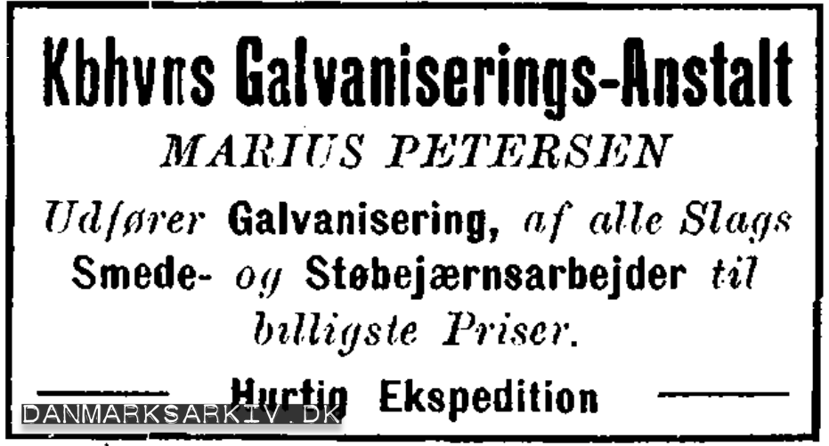 Københavns Galvaniserings-Anstalt - Udfører Galvanisering af alle slags Smede- og Støbejærnsarbejder til Billigste Priser - Hurtig Ekspedition - 1916