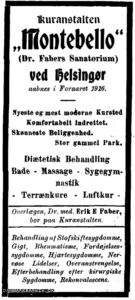 Kuranstalten Montebello - Dr. Fabers Sanatorium - Nyeste og mest moderne kursted - 1916