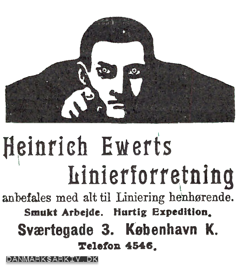 Heinrich Ewerts Linierforretning anbefales med alt til Liniering henhørende