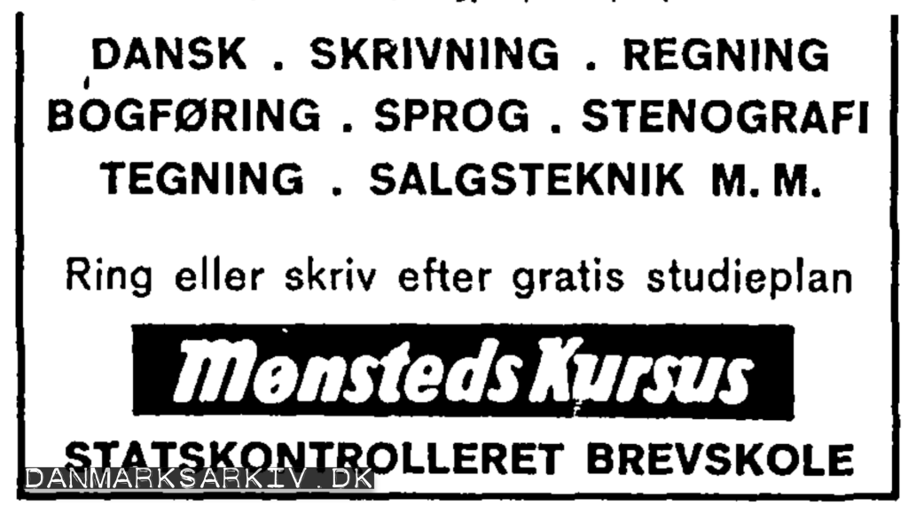 Mønsteds Kursus - Statskontrolleret Brevskole