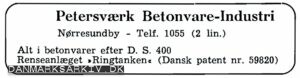 Petersværk Betonvare-Industri - Alt i betonvarer - Renseanlæget "Ringtanken" - Dansk patent nr. 59820