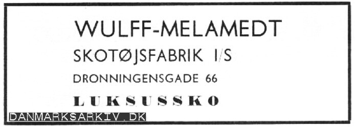 Luksussko fra Wulff-Melamedt Skotøjsfabrik I/S, Dronningensgade 66