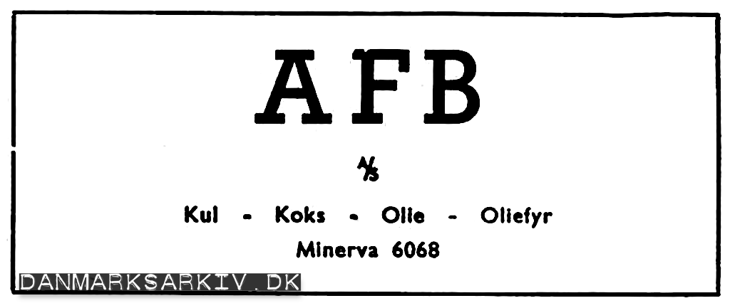 Arbejdernes Fællesorganisations Brændselsforretning - AFB A/S - Kul, Koks, Olie & Oliefyr