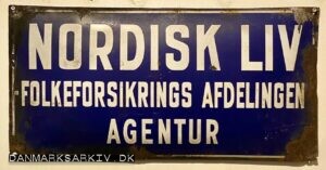 Nordisk Liv - Folkeforsikrings Afdelingen - Agentur - Emaljeskilt