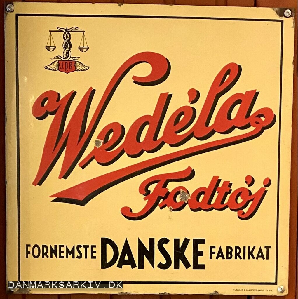 Wedéla Fodtøj - Fornemeste Danske Fodtøj - Emaljeskilt