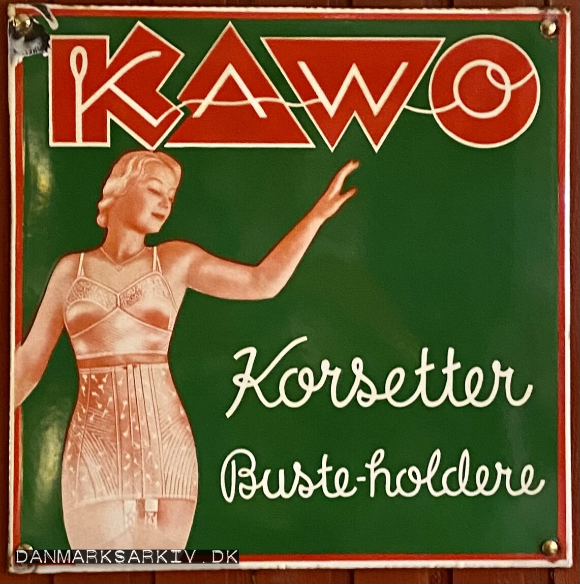KAWO Korsetter og Buste-holdere - Emaljeskilt