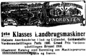 Hillerød Jernstøberi & Maskinfabrik - P. Nordsten - 1ste Klasses Landbrugsmaskiner