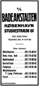 Badeanstalten København A/S - Studiestræde 61, ved axel Torv