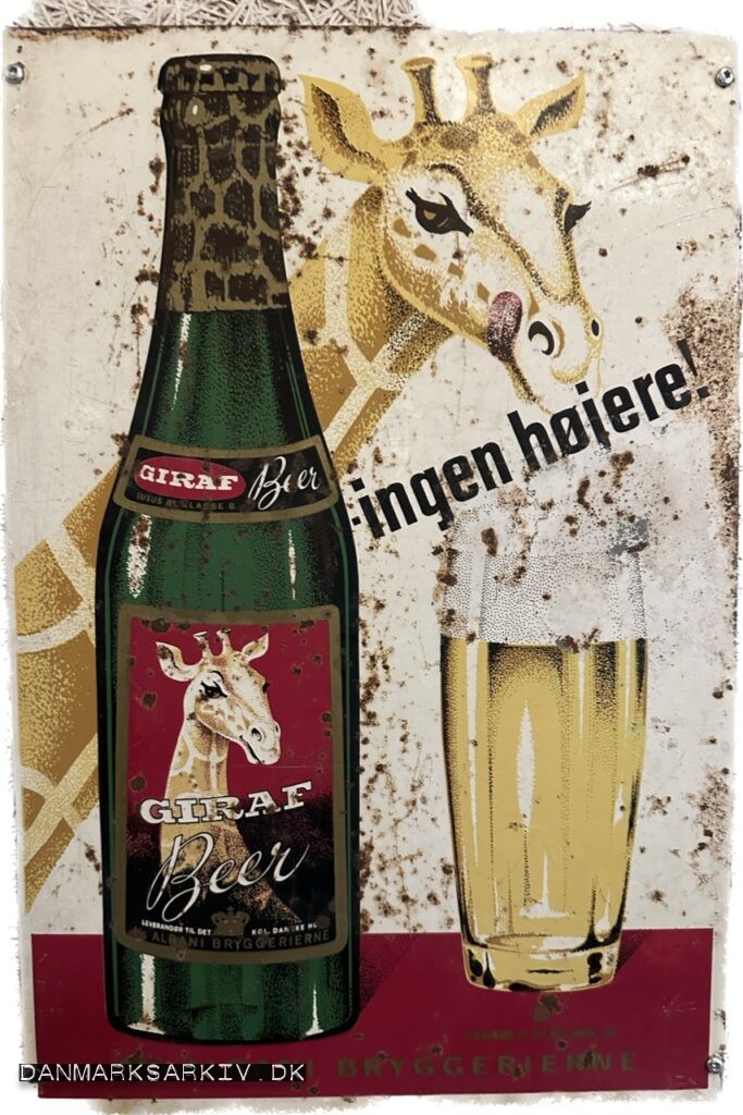 Emalje skilt fra Albani Bryggerierne - Giraf Beer, ingen højere!