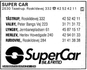SuperCar Bil & Fritid - Super Car havde afdelinger i Tåstrup, Valby, Lyngby, Herlev og Rødovre.