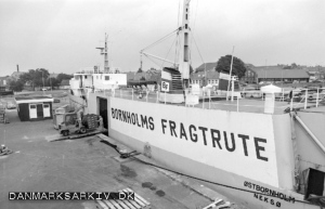 Bornholms Fragtrutes skib Østbornholm ligger ved kaj i Rønne havn - 1978