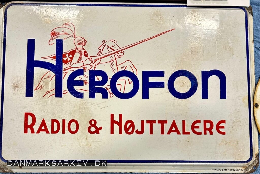 Herofon - Radio og Højtalere - Emaljeskilt fra Glud & Marstrands Fabriker