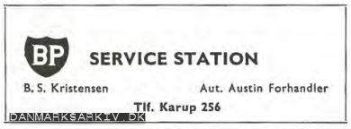 B. S. Kristensen var Autoriseret Austin forhandler, samtidigt med at han drev BP Service Stationen i Karup