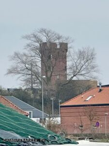 Det udbrændte Lilleøbankens vandtårn i Korsør